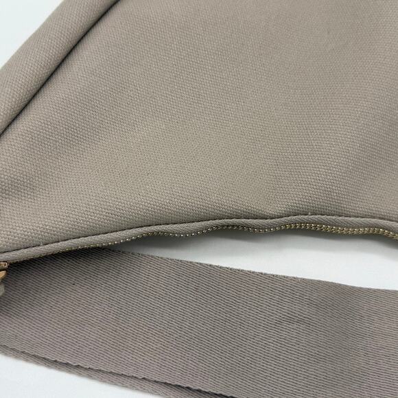 July Everyday Crescent Crossbody Bag in Taupe Beige 100% Cotton Minimalist Style - Picture 10 of 16